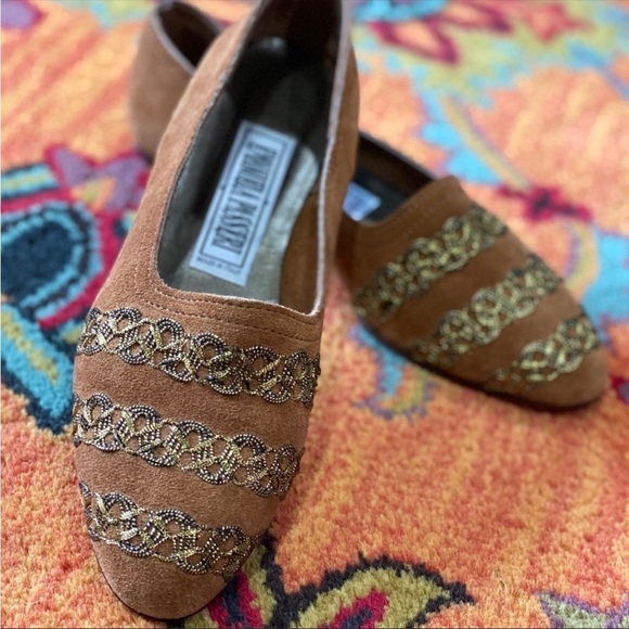 Vintage Shoes - Vintage 1990 Emanuela Passeri Suede Flats